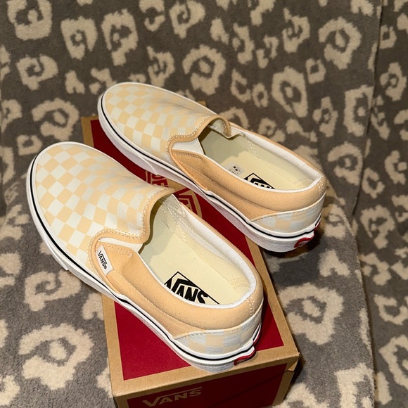 Vans Classic Slip-On Theory Checkerboard 🍯 Honey Peach🍑 New 🆕 & Never Worn - Picture 8 of 17